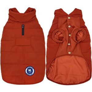 blueberry pet 2023 new cozy & comfy windproof waterproof quilted fall winter dog puffer jacket in rusty orange, back length 12", size 10", warm coat for small dogs