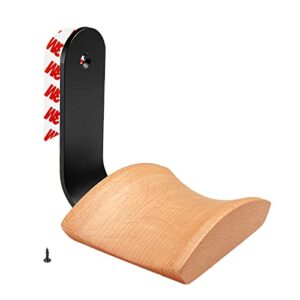 mt.jun wood headphone wall mount holder, with vhb adhesive tape and screw, holds 10 lbs (black & beech)