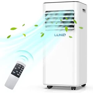 luko portable air conditioner 10000 btu, cooling, fan, dehumidifier, 3-in-1 ac unit portable for rooms up to 450 sq. ft, low noise air conditioner with remote control and window kits