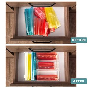 Saderoy Bag Storage Organizer,Acrylic Organizers Plastic Bag Organizer Compatible many sizes, Ziplock Bag Organizer