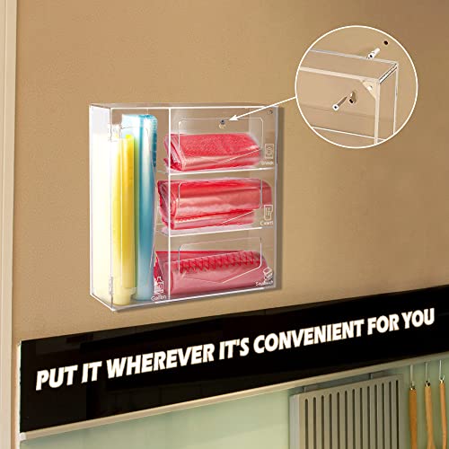 Saderoy Bag Storage Organizer,Acrylic Organizers Plastic Bag Organizer Compatible many sizes, Ziplock Bag Organizer