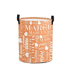 personalized storage basket custom laundry hamper dirty clothes basket collapsible laundry basket with handle for bathroom living room bedroom (orange)