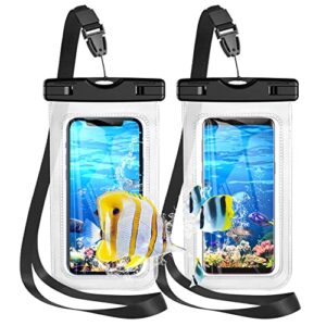 universal waterproof case, 2 pack, ipx8 clear waterproof phone pouch, waterproof phone case phone dry bag compatible with iphone 13 pro max/12 pro/8/7, galaxy s22 ultra/s20, google pixel 6 up to 7.0"