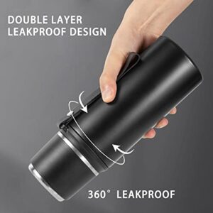 Tnnkmy Insulated Water Bottle-Large Stainless Steel Bottle with Drinking Cup,Double Walled Outdoor Sport Travel Mug,Vacuum Flask 800ml