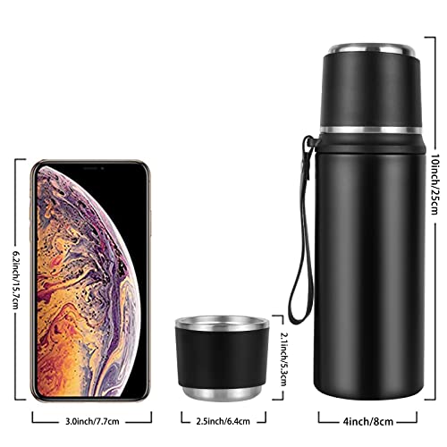 Tnnkmy Insulated Water Bottle-Large Stainless Steel Bottle with Drinking Cup,Double Walled Outdoor Sport Travel Mug,Vacuum Flask 800ml