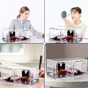 MDHAND Acrylic Desk Organizer, Acrylic Desk Drawer Organizer and Accessories for Home Kitchen, Office Items, Makeups, Acrylic Stackable Cosmetic Organizer Drawers