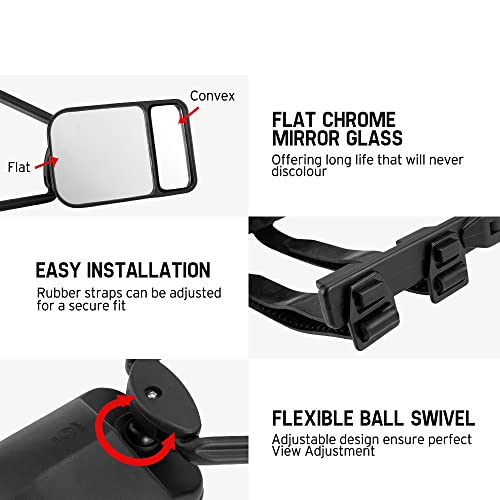 Car Towing Mirror 2022 Newest Clip On Towing Mirror Extensions Trailer Truck Deluxe Dual Glass,Universal Long Arm Adjustable,Pack of 2 (2PACK)