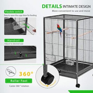 VIVOHOME 54 Inch Wrought Iron Large Bird Cage with Rolling Stand with 30 Inch Height Wrought Iron Bird Cage with Rolling Stand