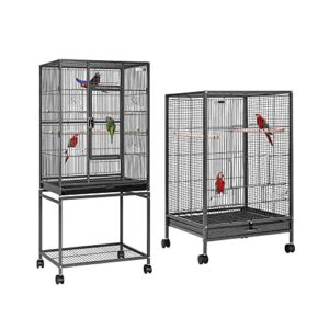 vivohome 54 inch wrought iron large bird cage with rolling stand with 30 inch height wrought iron bird cage with rolling stand