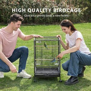 VIVOHOME 54 Inch Wrought Iron Large Bird Cage with Rolling Stand with 30 Inch Height Wrought Iron Bird Cage with Rolling Stand