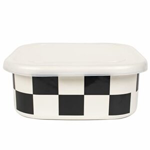 enamel on steel food storage container with lid (0.6, square, 1, olytaru-container-001)