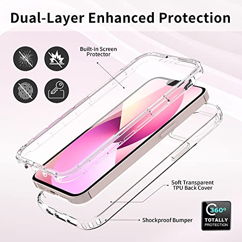 TRUIRON Design for iPhone 13 Mini Clear Case with Built-in Screen Protector Full Body Protection Shockproof Rugged Heavy Duty Cover 2021 5.4 Inch (Clear)