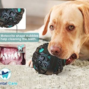 MITAIKO Dog Toy Ball for Aggressive Chewers, Interactive Fetch Dog Ball with Fun Squeaky Giggle Sound, Durable for Small Medium Large Dogs, Non-Toxic Elastic Rubber Pet Chew Toys, Black & Lake Blue