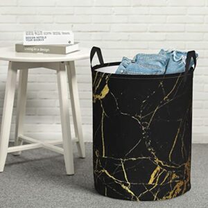 Laundry Basket Black Gold Marble Collapsible Oxford Fabric Laundry Hamper Foldable Clothes Laundry Bag With Handles For Storage Bin Toy Organizer Home Decor