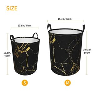 Laundry Basket Black Gold Marble Collapsible Oxford Fabric Laundry Hamper Foldable Clothes Laundry Bag With Handles For Storage Bin Toy Organizer Home Decor