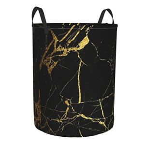 Laundry Basket Black Gold Marble Collapsible Oxford Fabric Laundry Hamper Foldable Clothes Laundry Bag With Handles For Storage Bin Toy Organizer Home Decor