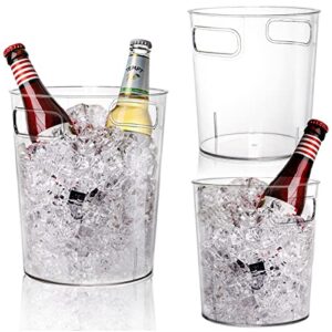 dicunoy 3 pack ice bucket, plastic champagne bucket chiller for parties, small wine beverage storage tub with handle for bar, home, beer, champagne bottles, 2 and 3 liter