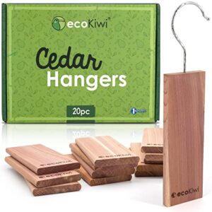 ecokiwi cedar blocks for clothes storage - 20 pack cedar hangers - natural cedar wood for closet planks - pet safe hanging cedar planks with sandpaper - scented closet freshener protection & control