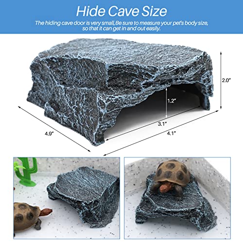 PAULOZYN Reptile Cave Resin Rock Basking Platform Hiding Habitat Fish Tank Decor Hideout Shelter Aquarium Ornament for Bearded Dragon Turtle Insect Frog Zoo