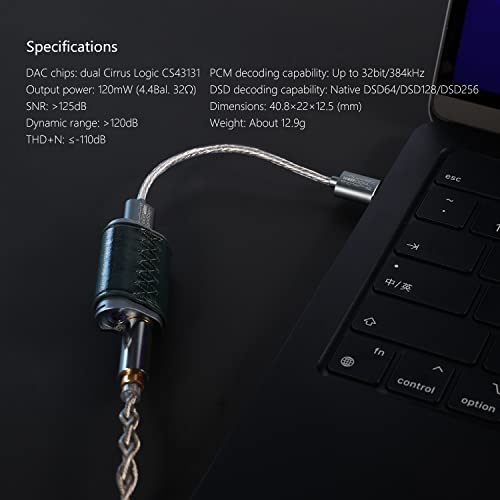 Linsoul DDHIFI TC44C USB C to 4.4mm/3.5mm Dual Outputs Balanced DAC Portable Amplifier (L)