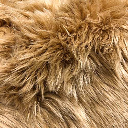 Texco Inc 60" Wide 1-2'' Long Pile Luxury Shag Fur, Dark Caramel 1 Yard