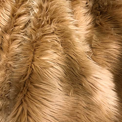 Texco Inc 60" Wide 1-2'' Long Pile Luxury Shag Fur, Dark Caramel 1 Yard