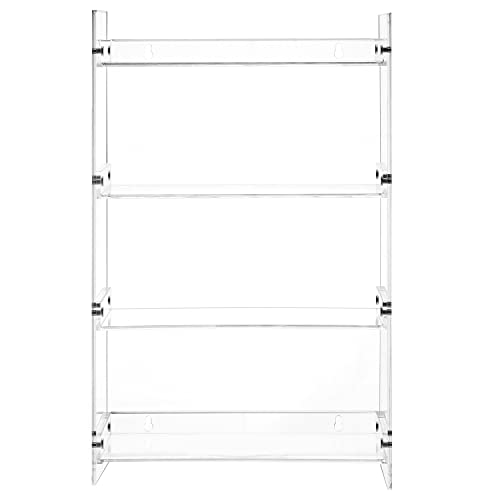 MyGift Clear Acrylic Shelves, Wall Mounted 4 Tier Floating Display Rack, Transparent Hanging Collectible and Figurine Storage Shelves