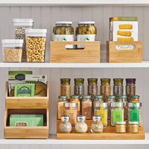 mDesign Bamboo Storage Bin Container, Drawer Organizer Crate Boxes with Handles for Kitchen Pantry Cabinet, Shelves, or Counter, Holds Snacks, Spices, Drinks, Echo Collection, 4 Pack, Natural/Tan