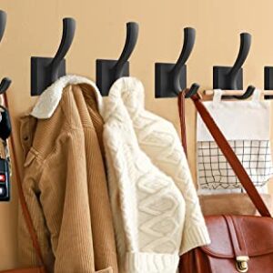 TOFIIGREM Black Wall Hooks Towel Hook, Bath Robe Hooks Heavy Duty Thick Coat Hooks, Wall Mount Hooks Bathroom Kitchen Garage Hooks for Hanging Key Robe Hat Backpack(6 Pack, Black)