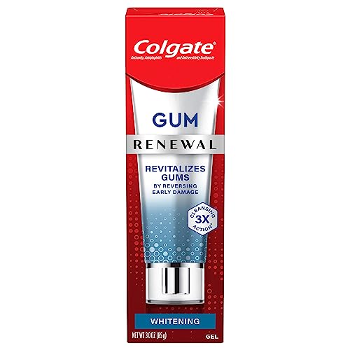 Colgate Renewal Gum Protection Whitening Toothpaste Gel, Mint Gel Toothpaste for Gingivitis and Teeth Whitening Restoration, Sugar Free, Enamel Safe, Gluten Free, Vegan, 3 OZ Tube