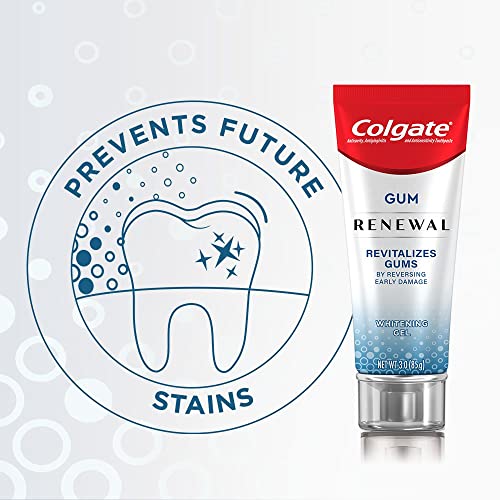 Colgate Renewal Gum Protection Whitening Toothpaste Gel, Mint Gel Toothpaste for Gingivitis and Teeth Whitening Restoration, Sugar Free, Enamel Safe, Gluten Free, Vegan, 3 OZ Tube