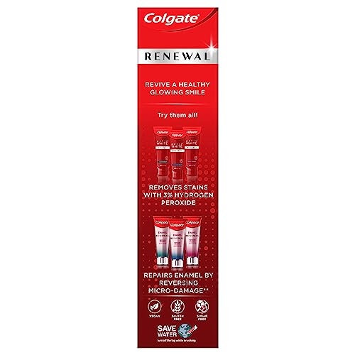 Colgate Renewal Gum Protection Whitening Toothpaste Gel, Mint Gel Toothpaste for Gingivitis and Teeth Whitening Restoration, Sugar Free, Enamel Safe, Gluten Free, Vegan, 3 OZ Tube