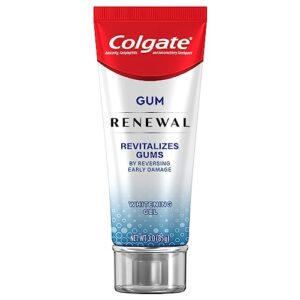 Colgate Renewal Gum Protection Whitening Toothpaste Gel, Mint Gel Toothpaste for Gingivitis and Teeth Whitening Restoration, Sugar Free, Enamel Safe, Gluten Free, Vegan, 3 OZ Tube