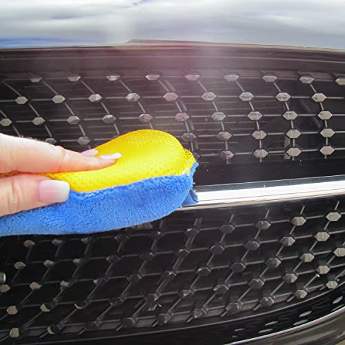 Treasure Gurus Microfiber Anti Scratch Double 2 Dual Sided Car Wash Detailing Scrub Sponge Vehicle Cleaning Tool, OneSize