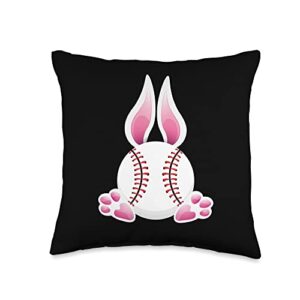 easter baseball ball easter day baseball gift ball day funny easter bunny baseball throw pillow, 16x16, multicolor