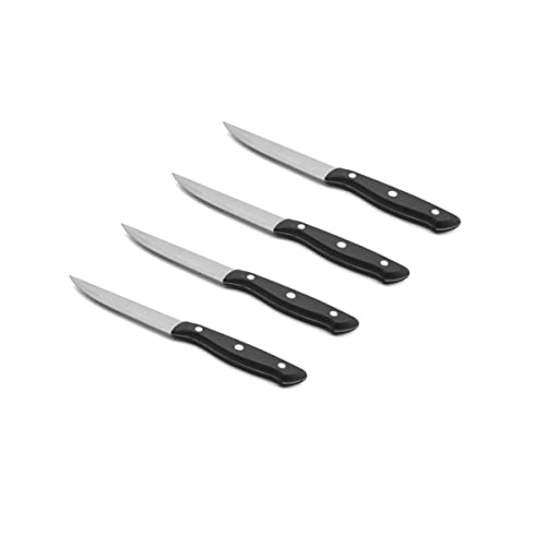 Farberware Triple-Riveted 4-Piece Steak Knife Set, High-Carbon Stainless Steel, Razor-Sharp Knives, Kitchen Knives, Set of 4, Black