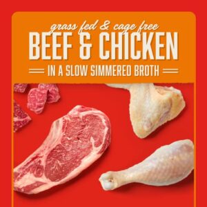 Stella & Chewy's Stella’s Shredrs Grass Fed & Cage Free Beef & Chicken Recipe in Broth, 2.8 oz. Pouches (Pack of 24)