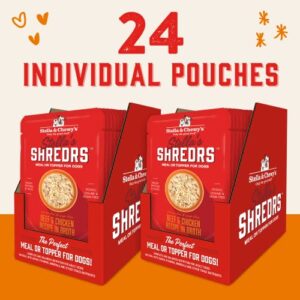 Stella & Chewy's Stella’s Shredrs Grass Fed & Cage Free Beef & Chicken Recipe in Broth, 2.8 oz. Pouches (Pack of 24)