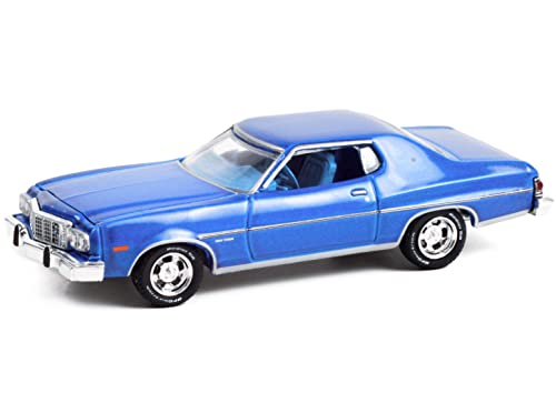 1974 Gran Torino Sport Medium Blue Metallic with Blue Interior Greenlight Muscle Series 26 1/64 Diecast Model Car by Greenlight 13310 B