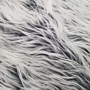 texco inc 3 inches long pile mongolian faux fur fabric, silver frost 2 yards