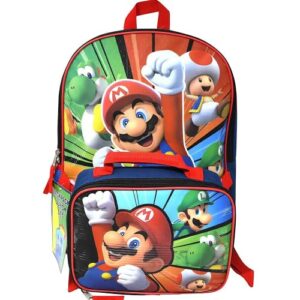 super mario 16 inches large backpack with lunch bag set