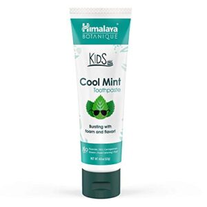 Himalaya Botanique Kids Toothpaste, Cool Mint Flavor to Reduce Plaque and Keep Kids Brushing Longer, Fluoride Free, 4 oz, 2 Pack