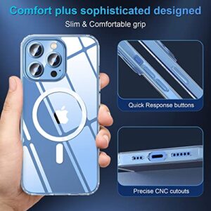 [2023 New] for iPhone 13 Pro Max Case with MagSafe, [Strong Magnet] [Non Yellowing] [Military Drop Protection] Magnetic Clear Slim Thin Bumper Phone Cover for Apple 13pro Max (Mag Safe Clear)