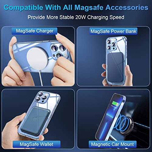 [2023 New] for iPhone 13 Pro Max Case with MagSafe, [Strong Magnet] [Non Yellowing] [Military Drop Protection] Magnetic Clear Slim Thin Bumper Phone Cover for Apple 13pro Max (Mag Safe Clear)