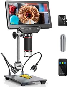 dcorn 7" hdmi lcd digital microscope,1300x coin microscope for adults,16mp micro soldering video microscope with led lights touch control, windows/mac os/tv compatible