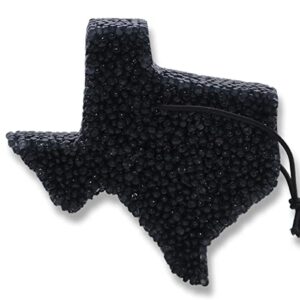 leather scented freshies 1 black texas state shape, lone star candles and more authentic aroma of genuine leather, air freshener, car freshener premium aroma beads, usa made in texas