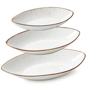 onemore serving bowls, large ceramic serving bowl set of 3, porcelain serving dishes oval shape serving bowls set - 10/25/35 oz