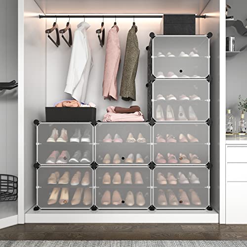 ROJASOP Shoe Rack Organizer, 8-Tier Shoe Organizer 32 Pairs Portable Shoe Rack Organizer Shoes Storage Cabinet Shoe Racks for Closet Entryway Bedroom (Black, 2 by 8)