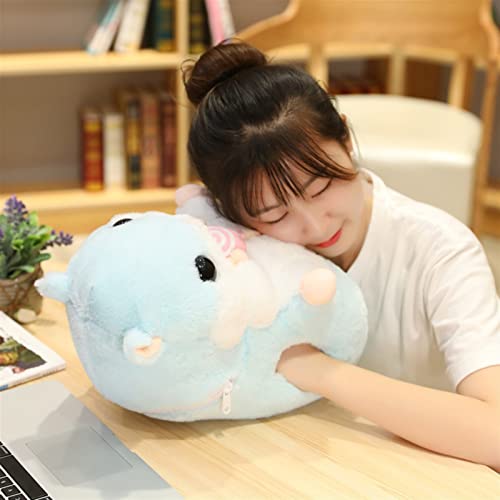 GaYouny Cute Hamster Plush Toy 3 in 1 Multifunction Hamster Hand Warm with Blanket Toy Hamster Pillow Kids Toys Birthday Gift for Child (Color : Blue, Height : Toy with Blanket)