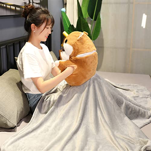 GaYouny Cute Hamster Plush Toy 3 in 1 Multifunction Hamster Hand Warm with Blanket Toy Hamster Pillow Kids Toys Birthday Gift for Child (Color : Blue, Height : Toy with Blanket)